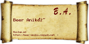 Beer Anikó névjegykártya